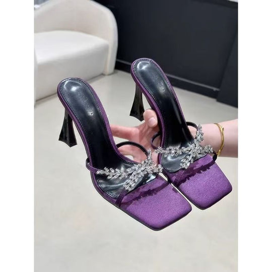 Damen modische Plateau-Sandalen mit funkelnden Strassverzierungen EB