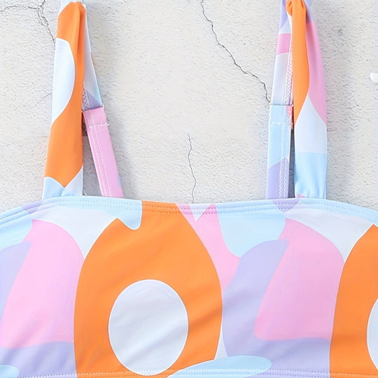 Damen Bikini-Set mit modischem grafischen Design und breiten Trägern EB