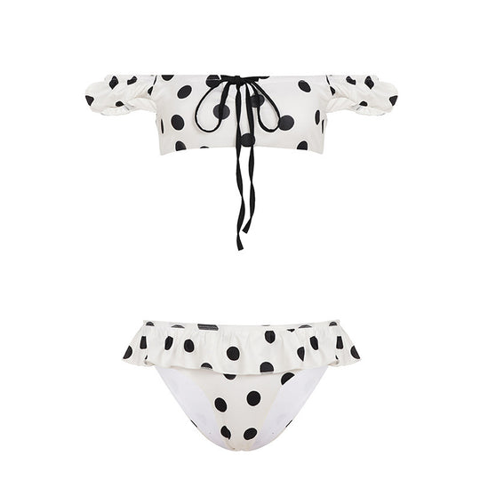Damen-Bikini-Set mit verspieltem Rüschendesign und Punkten EB