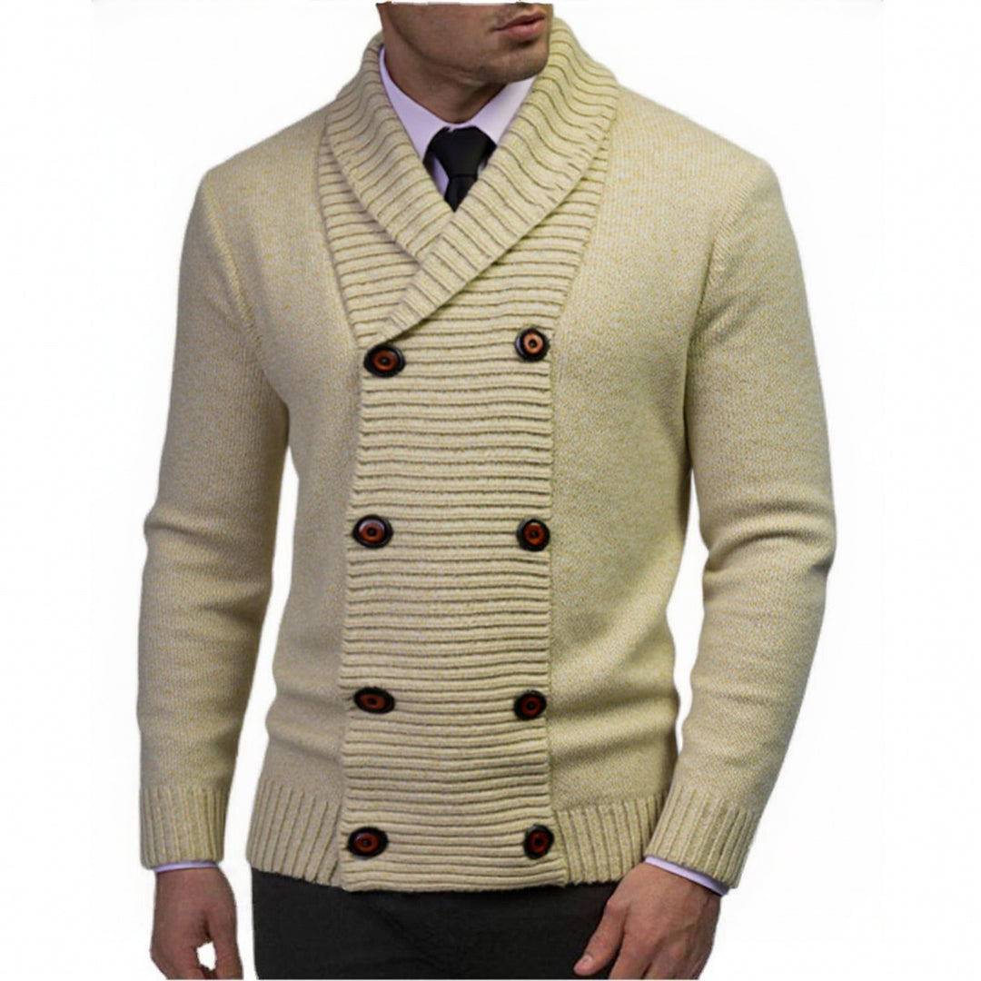 Herren modischer Strickpullover mit doppeltem Knopfverschluss und strukturiertem Design EB