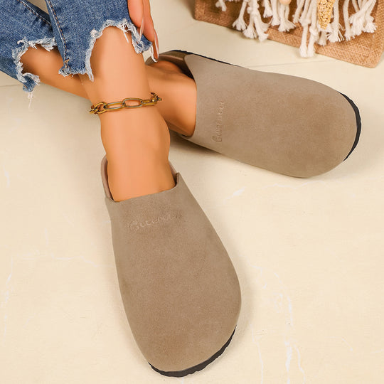 Damen Komfortable Clogs mit weichem Veloursleder und rutschfester Sohle EB