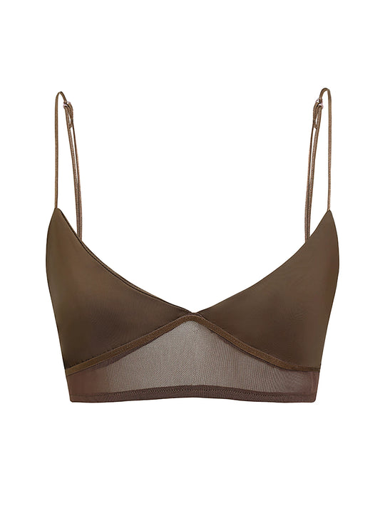 Damen nan bügelloser Soft-BH mit Mesh-Unterbrustband und verstellbaren Spaghettiträgern EB