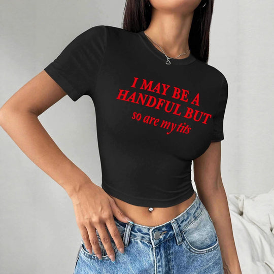 Damen Crop-T-Shirt mit witzigem Schriftzug EB