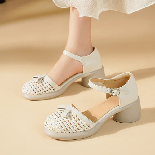 Damen Ballerinas mit elegantem Riemchen und modischem Flecht-Design EB