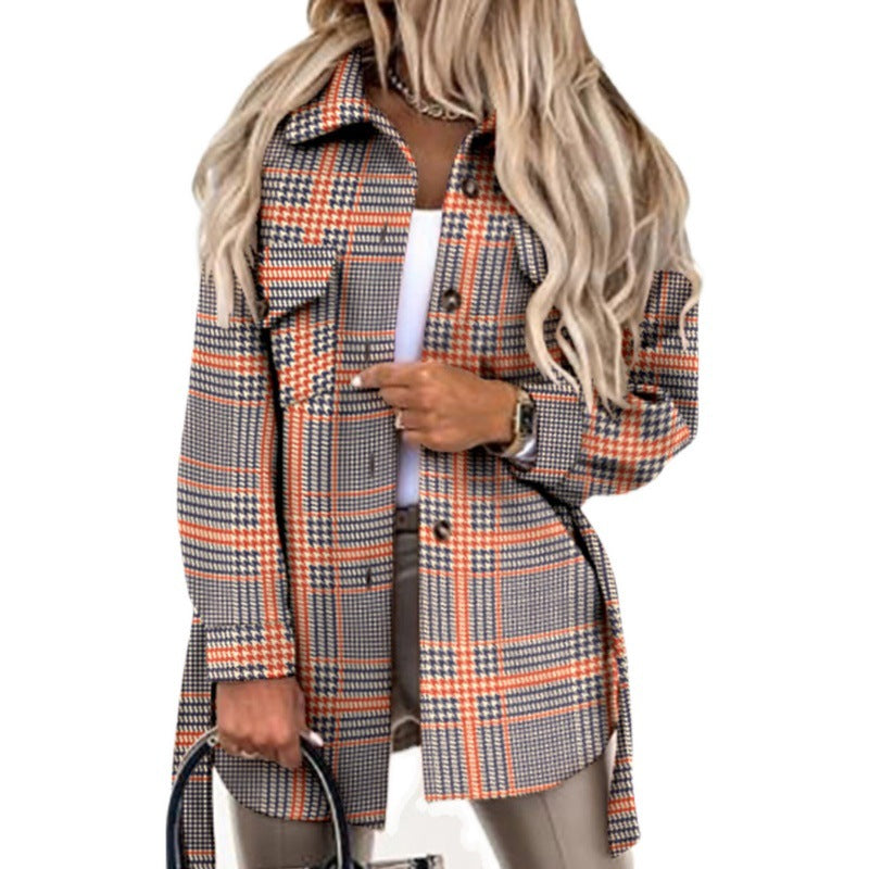 Damen Oversized Karo-Hemdenjacke aus weichem Material EB