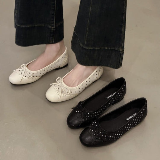 Damen Ballerinas mit verspieltem Schleifen-Design und atmungsaktiver Plattformsohle EB