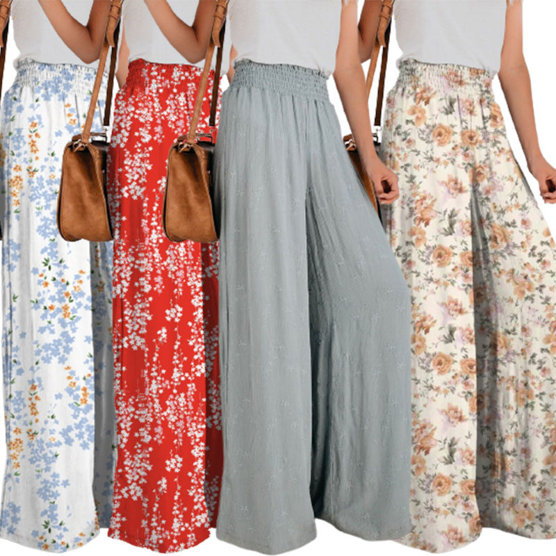 Damen Blumendruck Weite Hosen EB