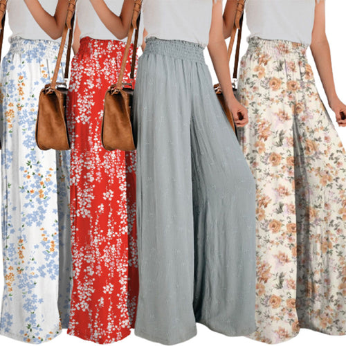Damen Blumendruck Weite Hosen EB