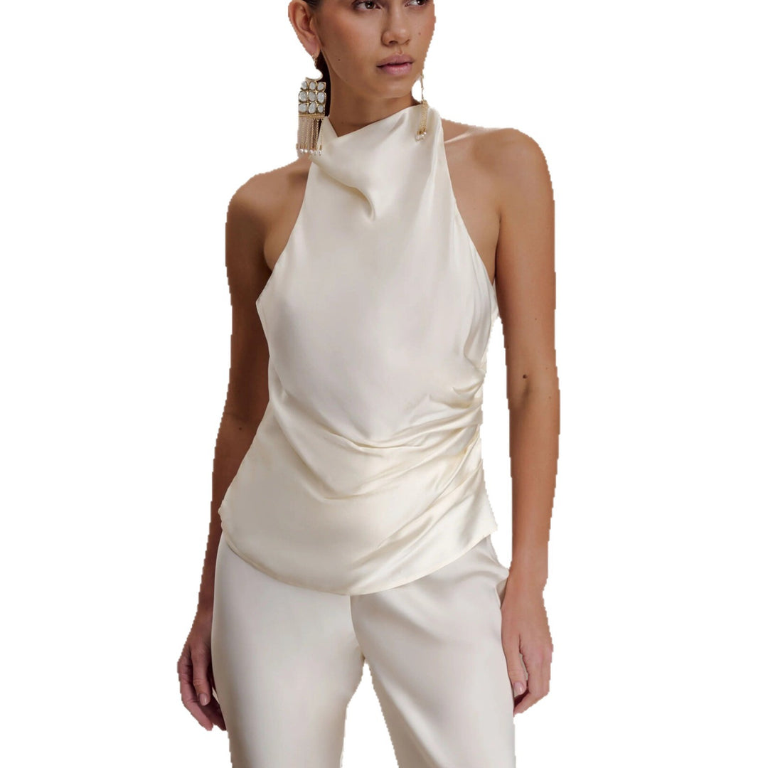 Damen Elegante Bluse mit asymmetrischem Schnitt und Drapierung EB