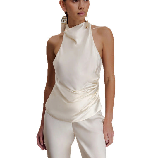 Damen Elegante Bluse mit asymmetrischem Schnitt und Drapierung EB
