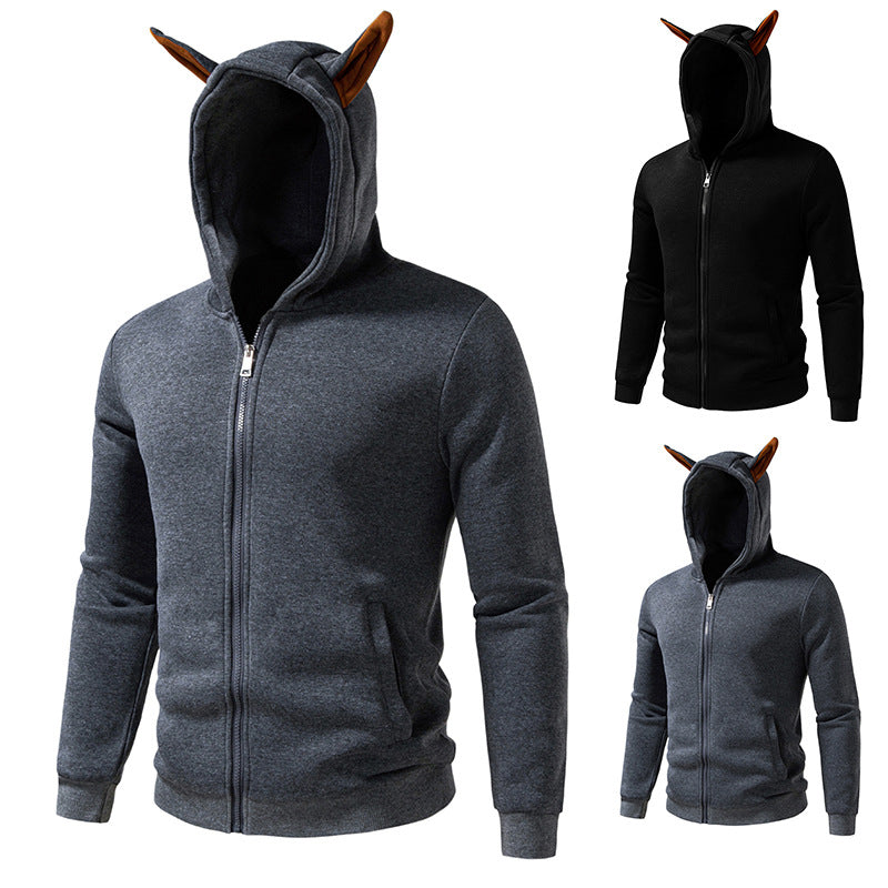 Herren komfortabler Kapuzenpullover mit durchgehendem Reißverschluss EB