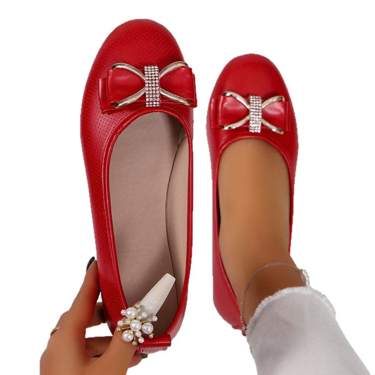 Damen Elegante und bequeme Ballerinas mit Schleifenapplikation EB