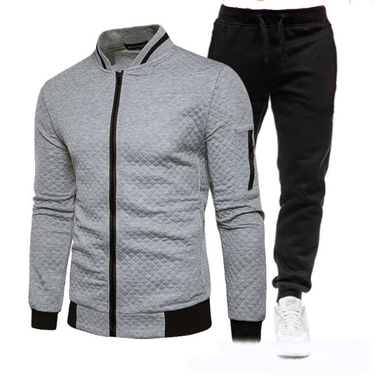 Herren modische Trainingsjacke mit Stehkragen und Sporthose EB
