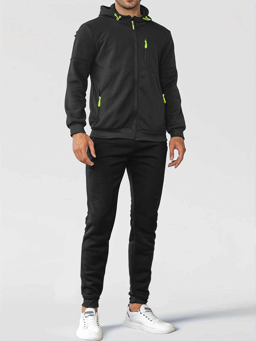 Herren nan technische Kapuzenjacke mit durchgehendem Frontreißverschluss, Brusttasche mit Reißverschluss und elastischen Bündchen EB