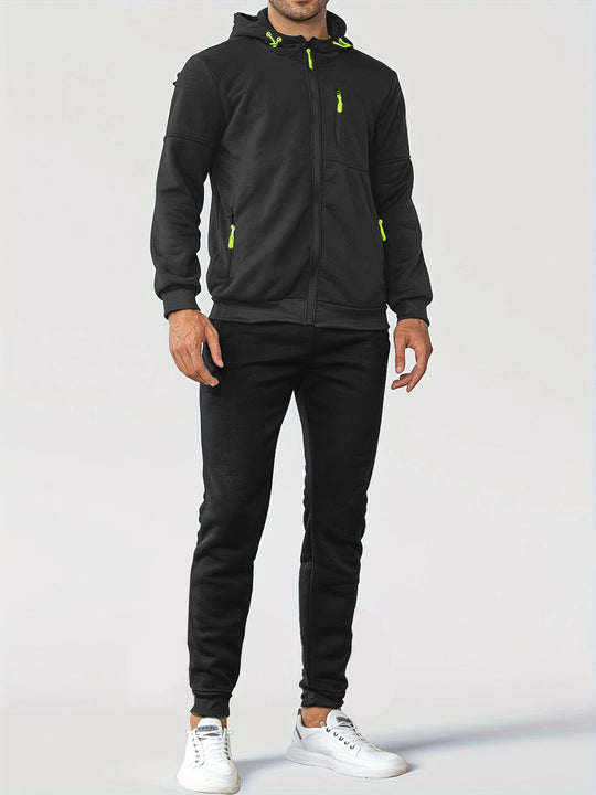 Herren nan technische Kapuzenjacke mit durchgehendem Frontreißverschluss, Brusttasche mit Reißverschluss und elastischen Bündchen EB