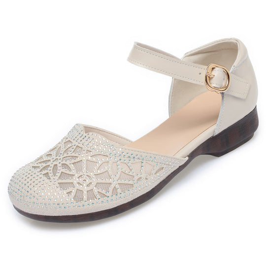 Damen Ballerinas mit funkelndem Strass und eleganter Riemchen-Detail EB