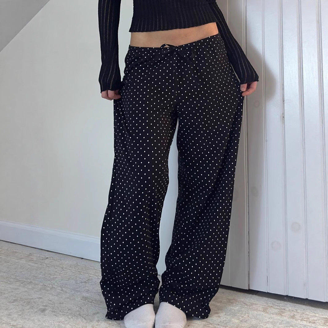 Damen Weite Hosen mit elastischem Bund und stilvollem Punktmuster EB