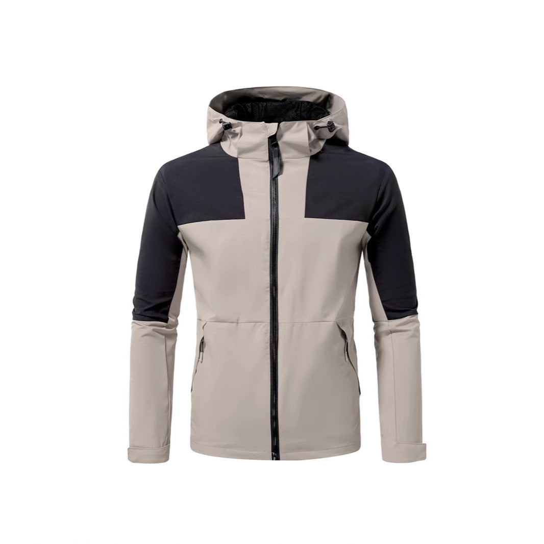 Herren Windbreaker Jacke mit verstellbarem Kapuzenkragen und seitlichen Taschen EB