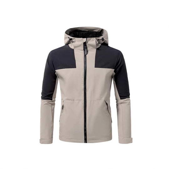 Herren Windbreaker Jacke mit verstellbarem Kapuzenkragen und seitlichen Taschen EB