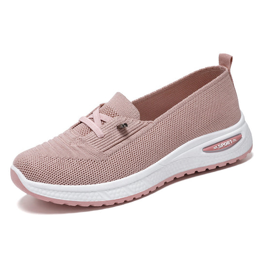 Damen Bequeme Slip-On Sportschuhe mit atmungsaktivem Strickdesign EB