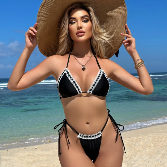 Damen Triangel-Bikini mit raffinierten Spitzendetails EB