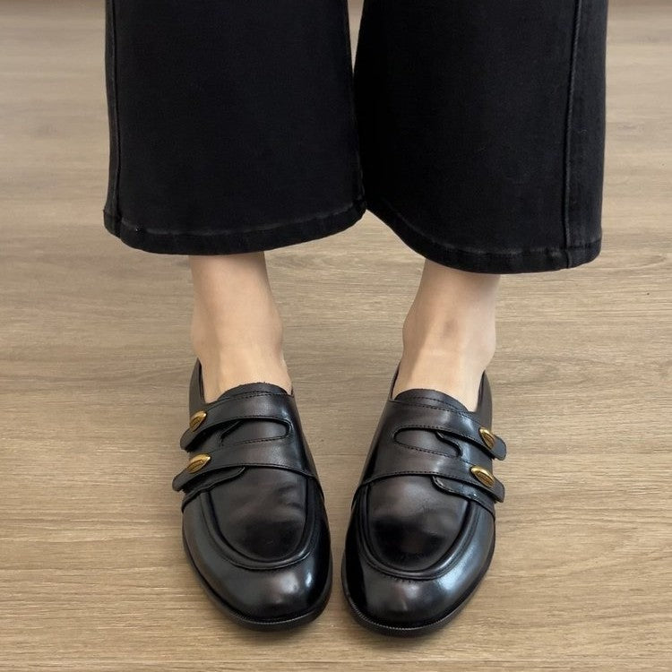 Damen elegante Mokassins mit modischen Doppelschnallen EB