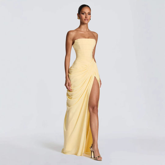 Damen Elegantes Abendkleid mit Off-Shoulder-Design und Fließendem Cape EB