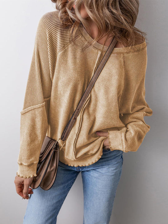 Damen lässiger Pullover mit weitem Ausschnitt EB