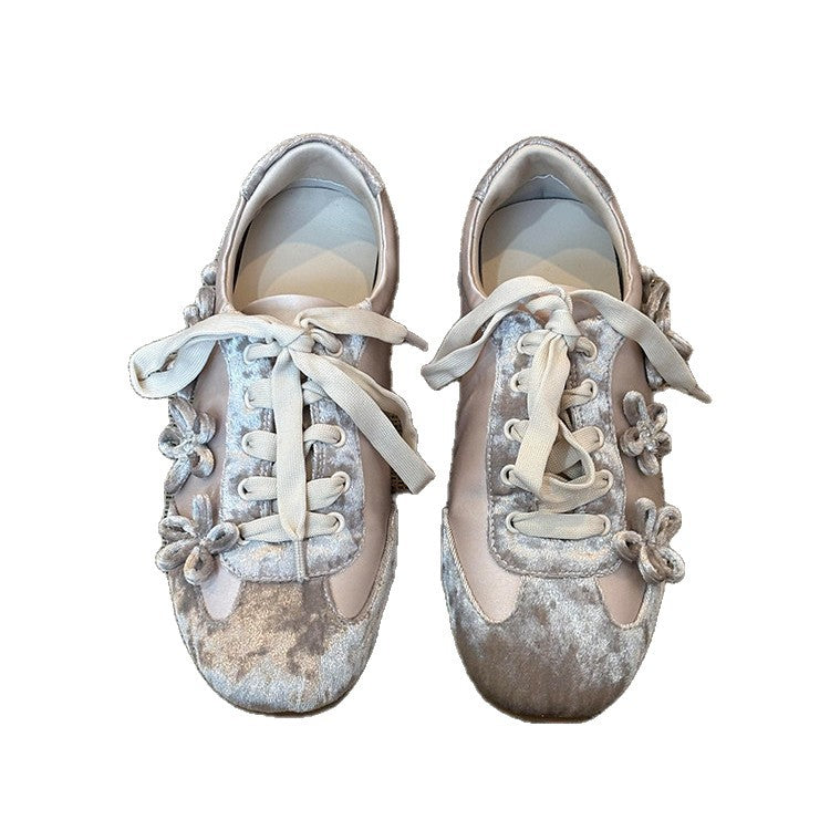 Damen trendige Sneaker mit floralem Dekor und komfortabler Sohlenstruktur EB
