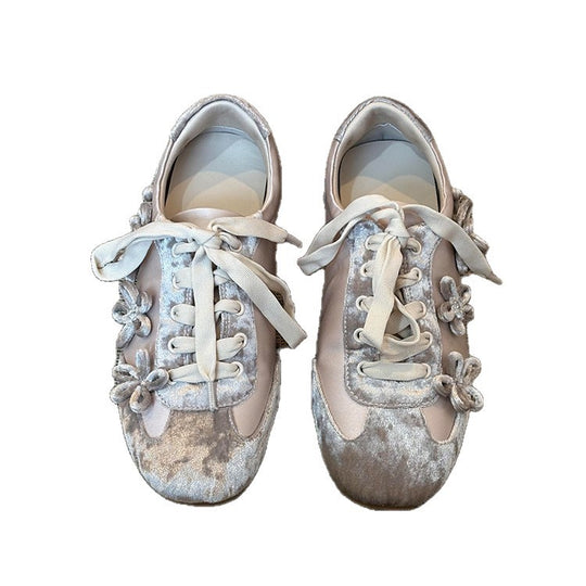Damen trendige Sneaker mit floralem Dekor und komfortabler Sohlenstruktur EB