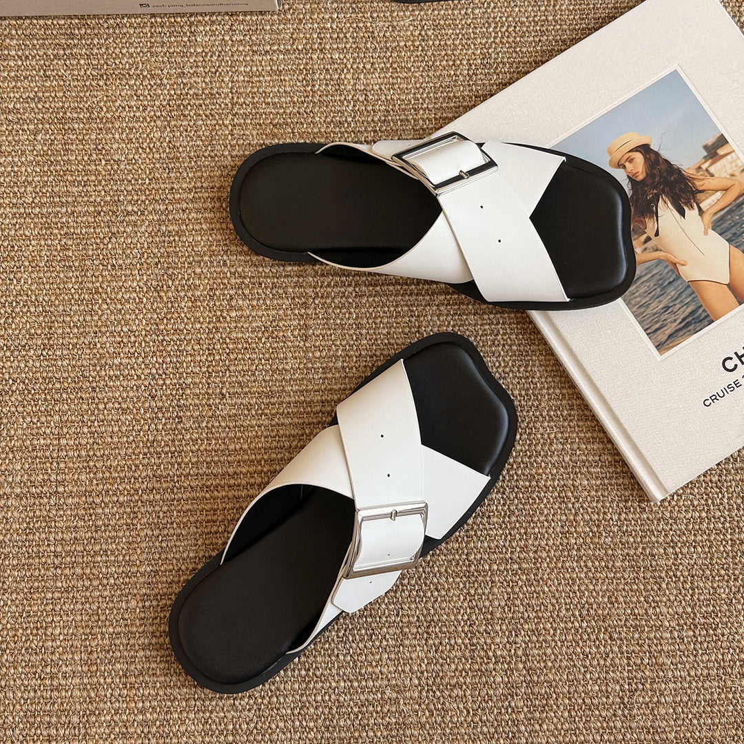 Damen Komfortable Sandalen mit verstellbarem Riemen und eleganter Schnalle EB