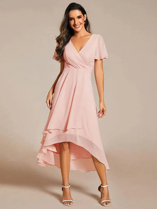 Damen Elegantes Wickelkleid mit asymmetrischem Saum EB
