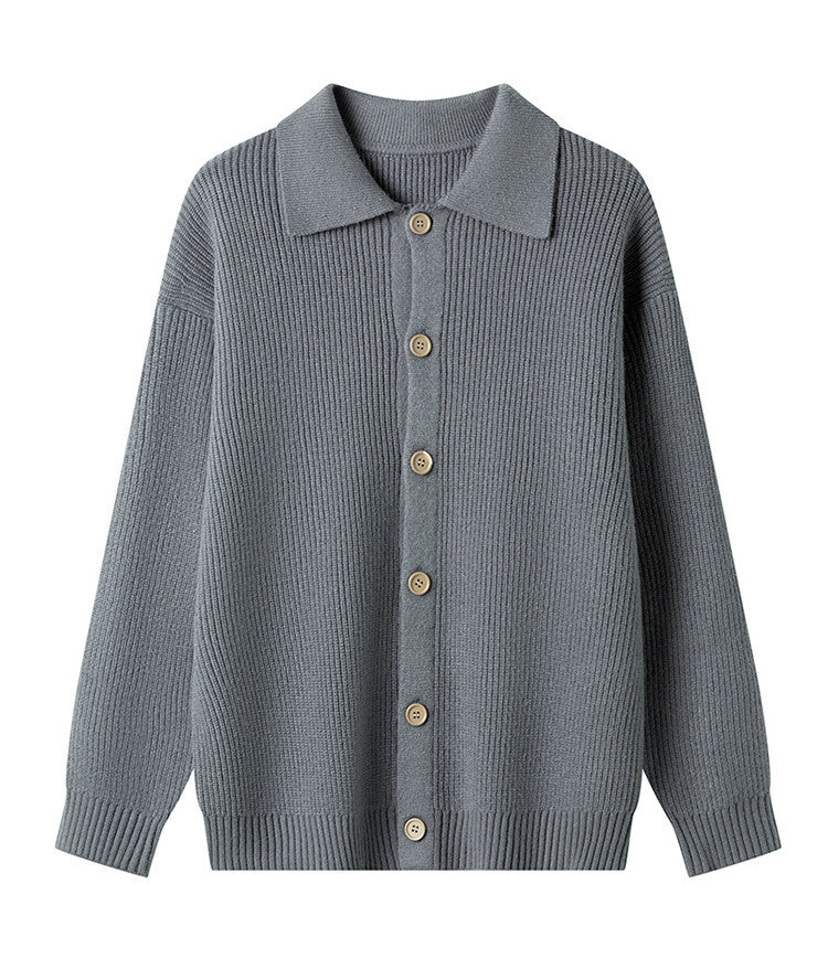 Damen Gemusterte Strickjacke mit Kragen und Knopfleiste EB