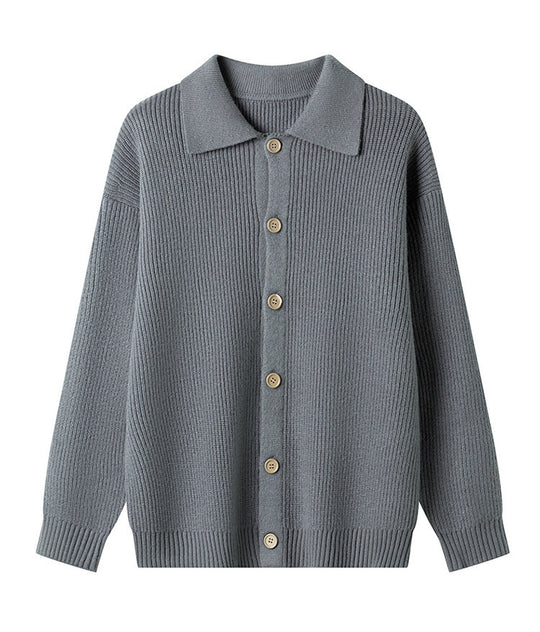 Damen Gemusterte Strickjacke mit Kragen und Knopfleiste EB