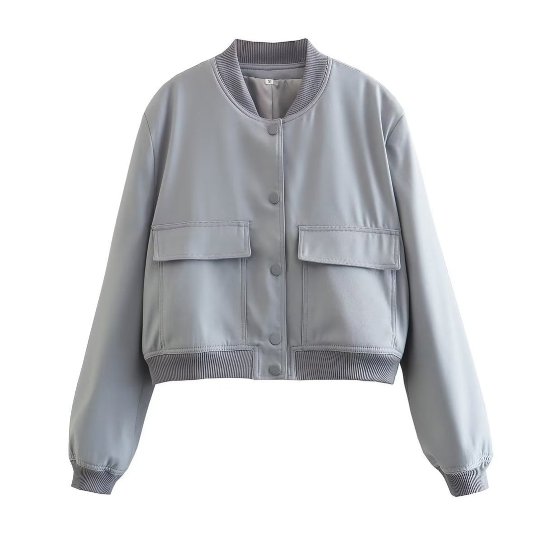 Damen Kurzblouson im Utility‑Stil mit Klappentaschen und Rippbündchen EB