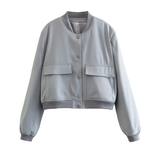 Damen Kurzblouson im Utility‑Stil mit Klappentaschen und Rippbündchen EB