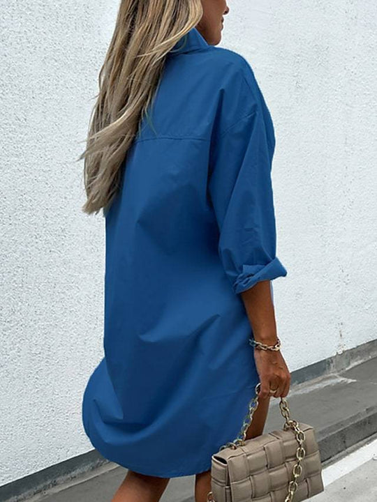 Damen chemisierter Oversized-Hemdblusenkleid EB