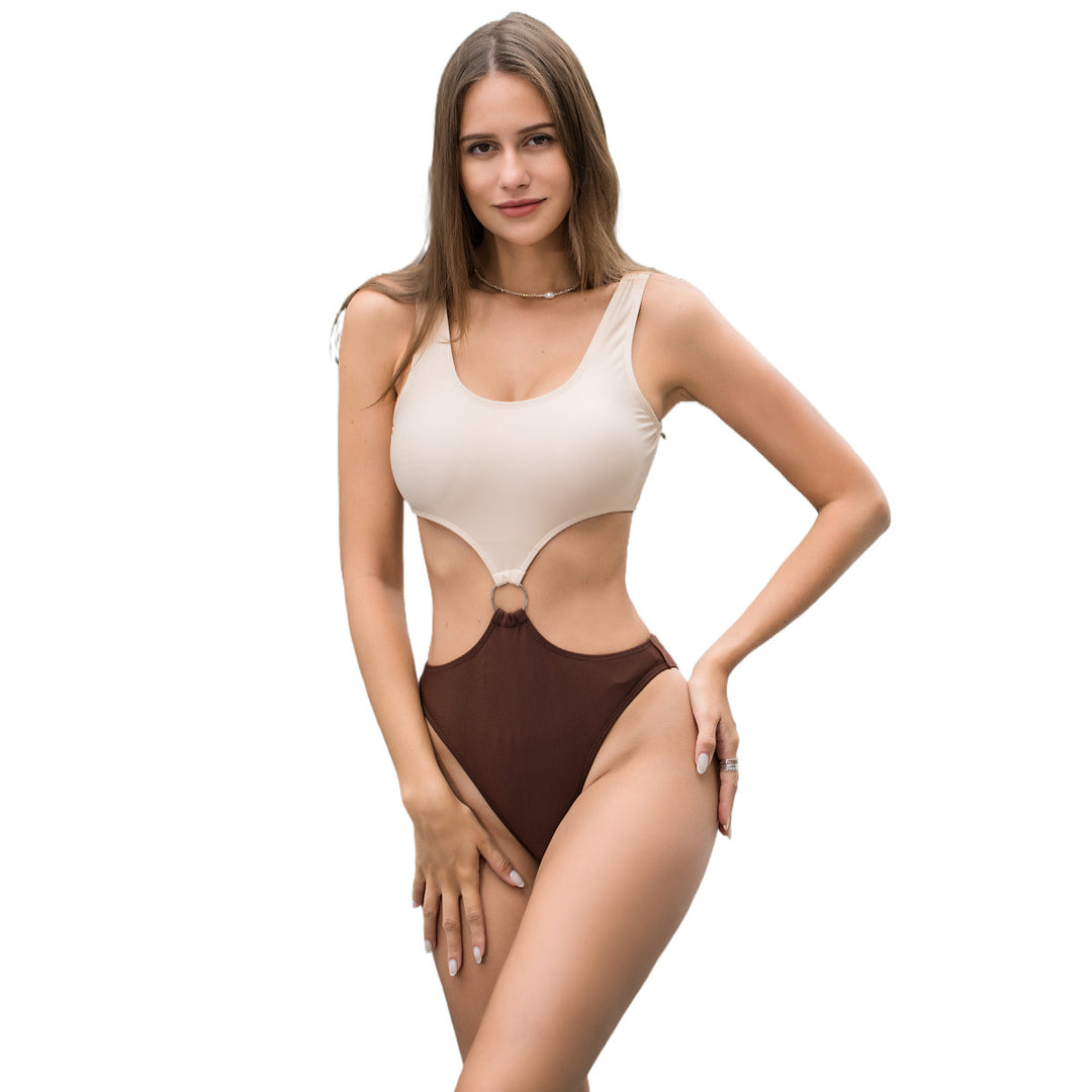 Damen Einteiler Badeanzug mit innovativem Cut-Out und schickem Ringdetail EB