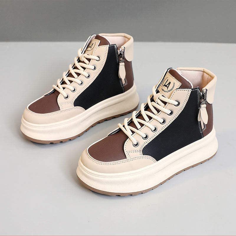 Damen modische High-Top Sneakers mit seitlichem Zipper und dämpfender Sohle EB