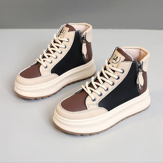 Damen modische High-Top Sneakers mit seitlichem Zipper und dämpfender Sohle EB