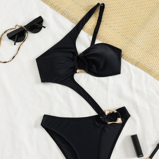 Damen Asymmetrischer Einteiler mit modischen Cut-Outs EB