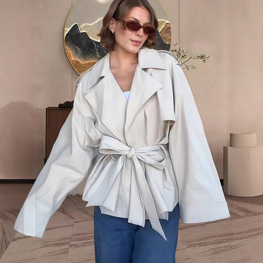 Damen modische Überwurfjacke mit eleganten Raffungen EB