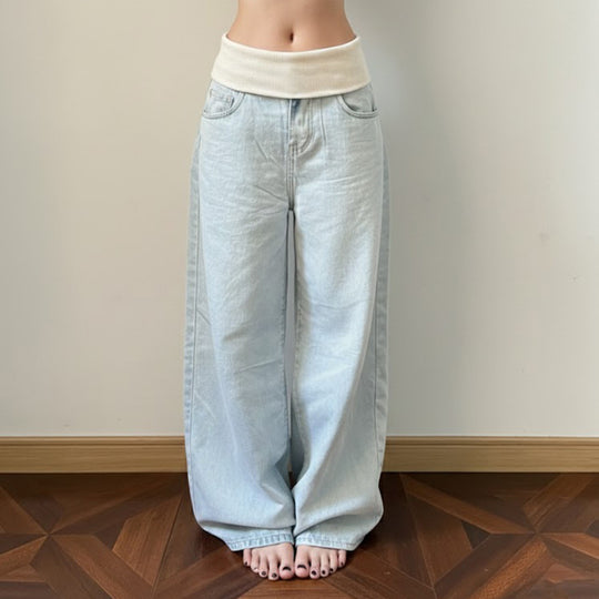 Damen Weitgeschnittene Jeans mit hohem Bund und elastischem Komfort EB