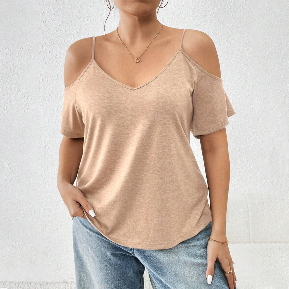 Damen lässiges T-Shirt mit Cut-Out-Ärmeln EB