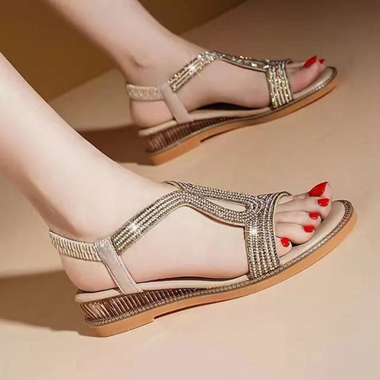 Damen elegante Plateau-Sandalen mit glitzernden Akzenten und komfortablem Fußbett EB