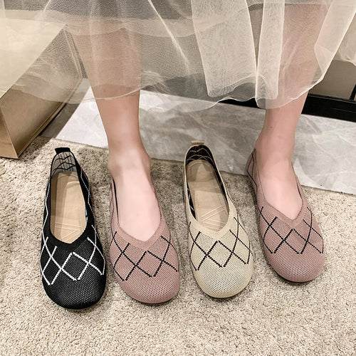Damen leichte und atmungsaktive Ballerinas aus flexiblem Gewebe EB