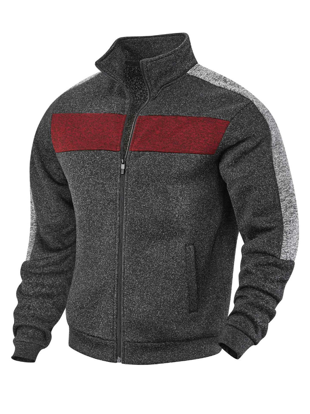 Herren Sportliche Fleecejacke mit hohem Kragen und reflektierenden Akzenten EB