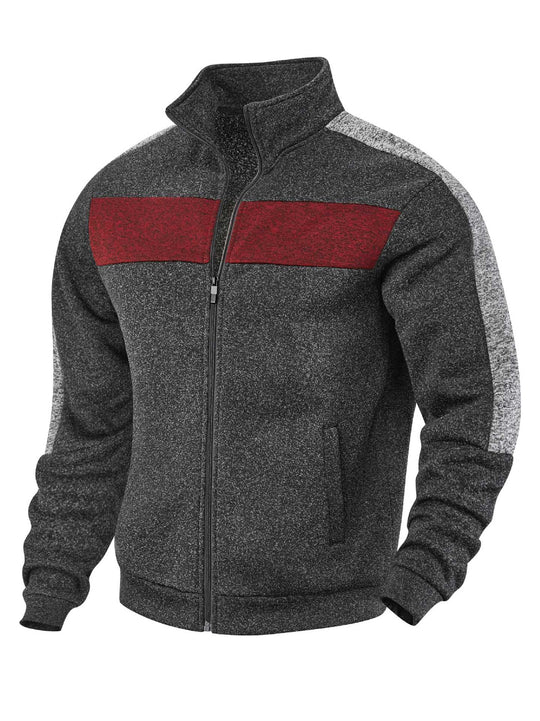 Herren Sportliche Fleecejacke mit hohem Kragen und reflektierenden Akzenten EB
