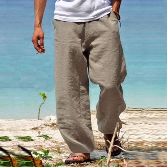 Herren nan lockere Leinenhose mit weitem Bein und elastischem Bund EB