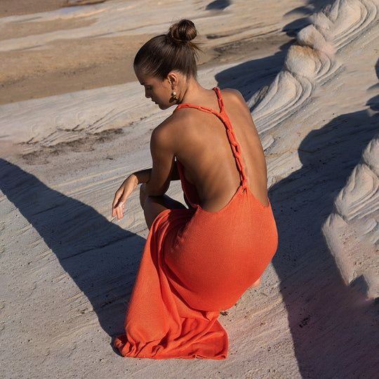 Damen elegantes Maxikleid mit verführerischen Seitenschlitzen EB